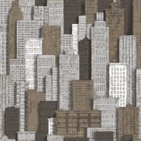 Urban Friends & Coffee Behang stadsappartementen wit en goudkleurig