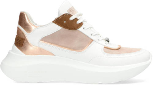 Shabbies Amsterdam leren chunky sneakers wit/beige/koper