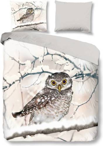 Snoozing Snowy Owl flanel dekbedovertrek - 1-persoons (140x200/220 cm + 1 sloop)
