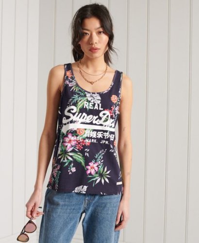 Superdry top met all over print donkerblauw