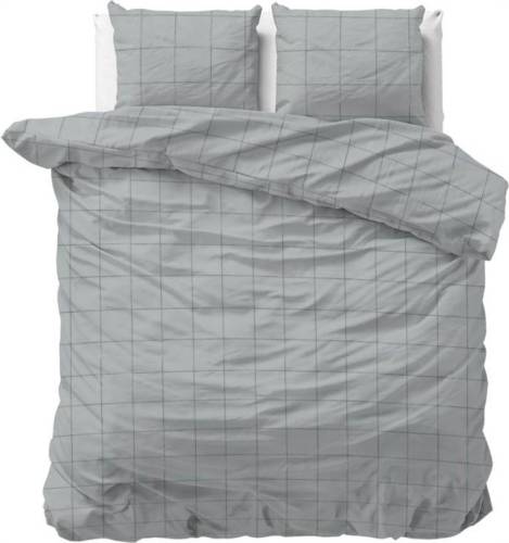 DreamHouse Bedding Deep Check dekbedovertrek - 2-persoons (200x200/220 cm + 2 slopen) - Katoen satijn - Grey