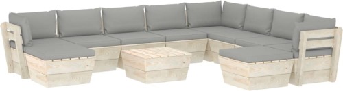 VidaXL 11-delige Loungeset met kussens pallet vurenhout