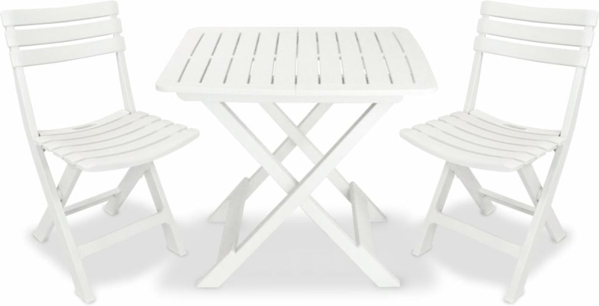 VidaXL 3-delige Bistroset inklapbaar kunststof wit