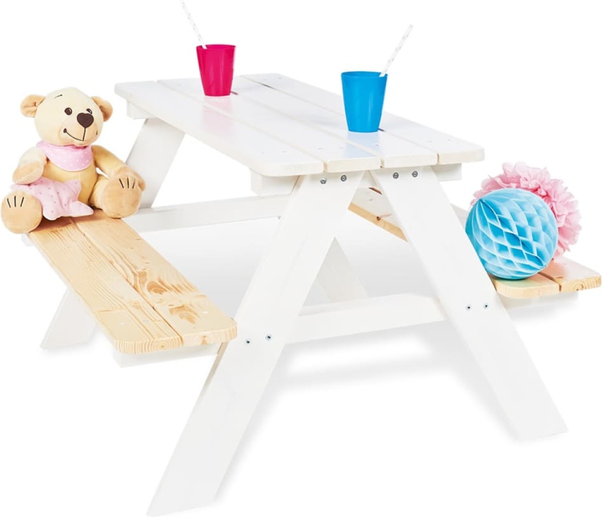 Pinolino Kinderpicknicktafel met bank Nicki für 4 hout wit