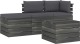 VidaXL 4-delige Loungeset met kussens pallet massief grenenhout