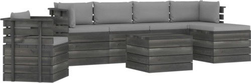 VidaXL 7-delige Loungeset met kussens pallet massief grenenhout