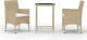 VidaXL 3-delige Bistroset poly rattan en gehard glas beige