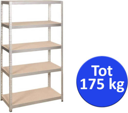GS Quality Products Opbergrek / stellingkast / stellingrek / magazijnkast - metaal - 5 planks x 175kg.
