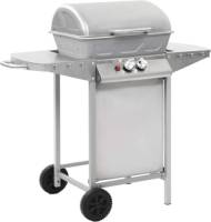 VidaXL Gasbarbecue en grill met 2 kookzones roestvrij staal zilver