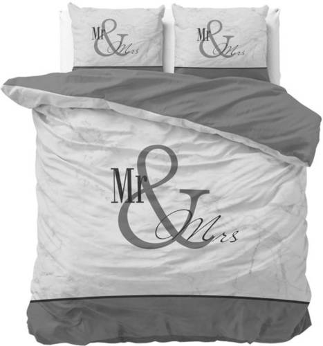 DreamHouse Bedding Mr and Mrs dekbedovertrek - 1-persoons (140x200/220 cm + 1 sloop) - Katoen - Anthracite