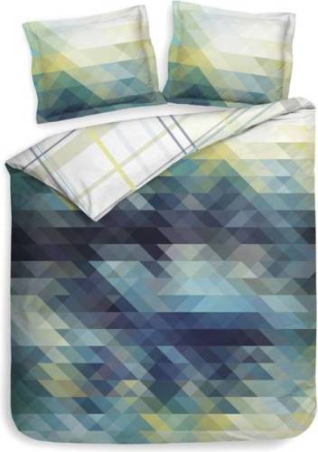 Heckett & Lane dekbedovertrek Mike - Azure Blauw - Lits-jumeaux XL 260x200/220 cm