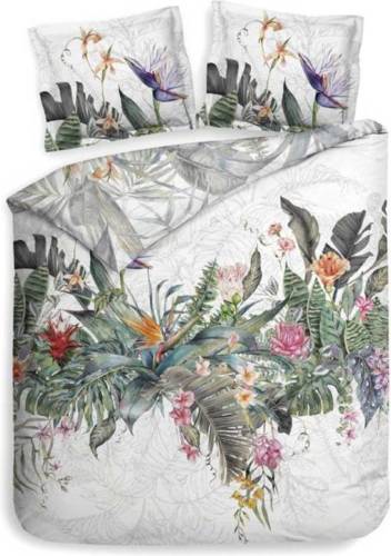 Heckett & Lane dekbedovertrek Maha - Floral Wit - Lits-jumeaux XL 260x200/220 cm