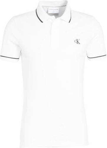 CALVIN KLEIN JEANS slim fit polo met biologisch katoen wit