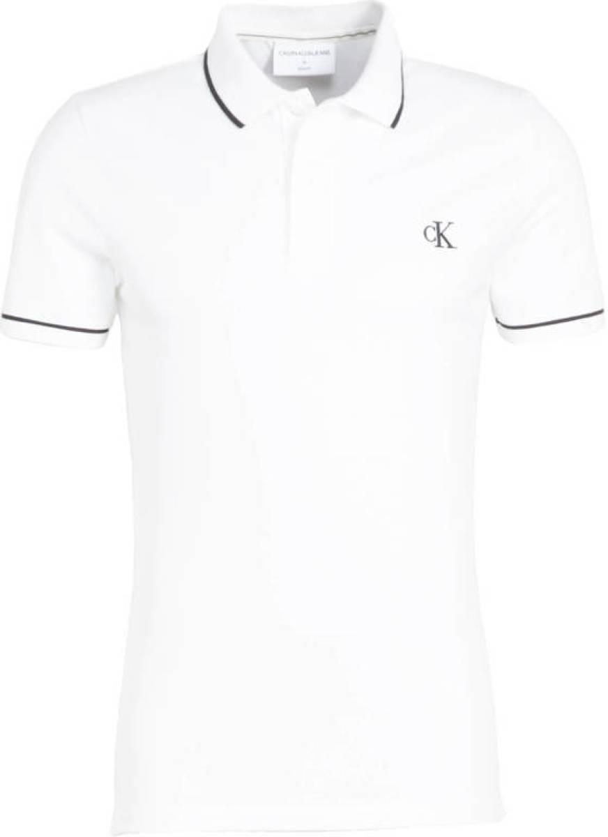 CALVIN KLEIN JEANS slim fit polo met biologisch katoen wit