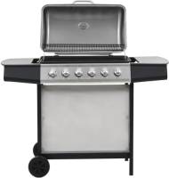 VidaXL Gasbarbecue en grill 6 kookzones roestvrij staal zilverkleurig