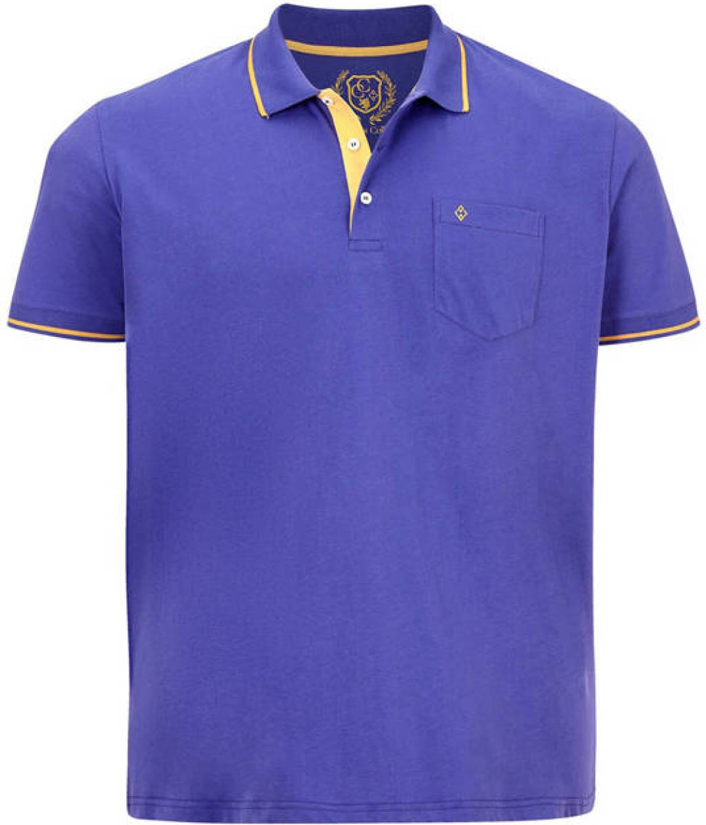 Charles Colby loose fit polo Earl Fan Plus Size met contrastbies paars