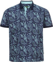 Charles Colby loose fit polo EARL SUITBERT Plus Size met paisleyprint blauw