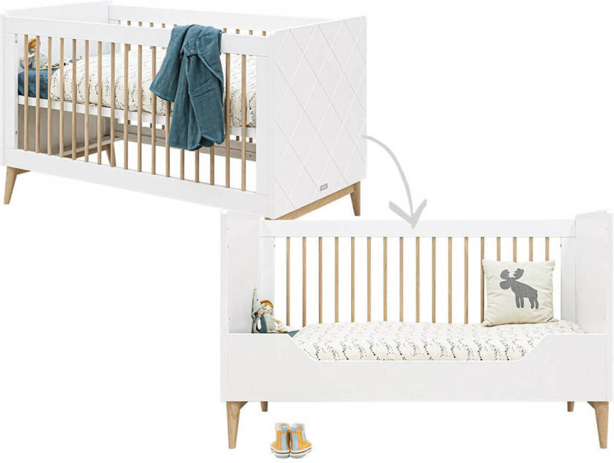 Bopita ledikant / bedbank Paris (70x140) Wit/Eiken