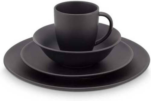 vtwonen Set/16 Dinnerware Raw Matt Black