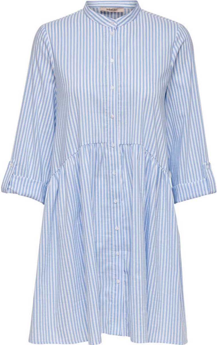 Only gestreepte trapeze jurk ONLDITTE lichtblauw