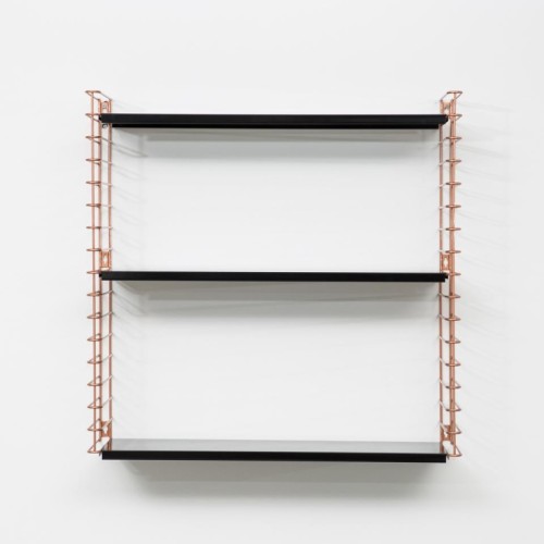 Tomado boekenrek - koperkleurig frame en zwarte planken
