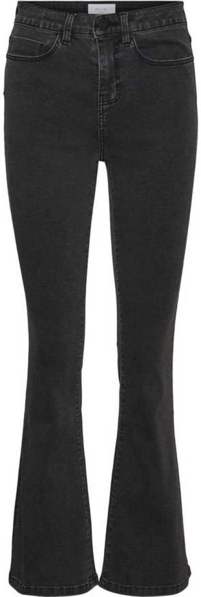 NOISY MAY high waist flared jeans NMSALLIE dark grey denim