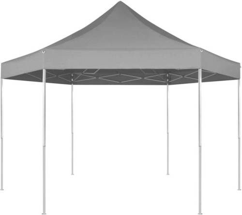 VidaXL Partytent pop-up zeshoekig inklapbaar 3,6x3,1 m grijs