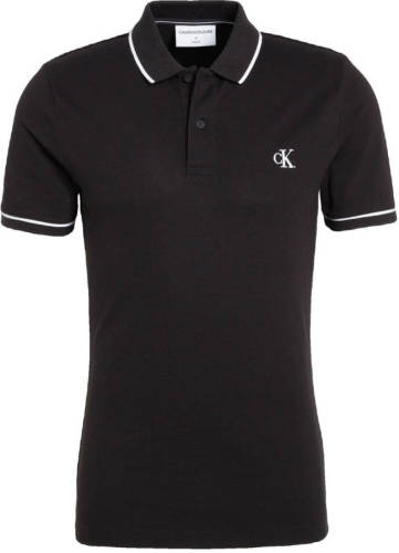 CALVIN KLEIN JEANS slim fit polo met biologisch katoen zwart