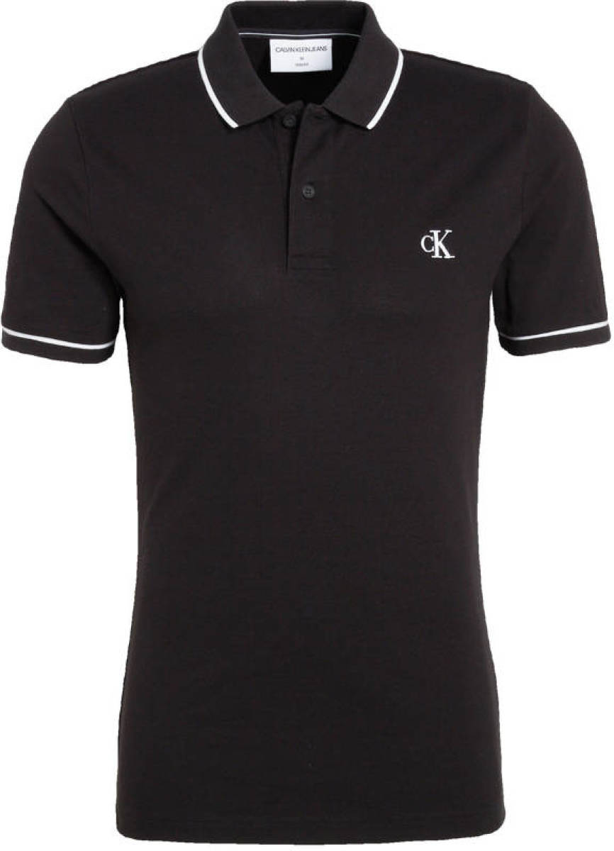 CALVIN KLEIN JEANS slim fit polo met biologisch katoen zwart