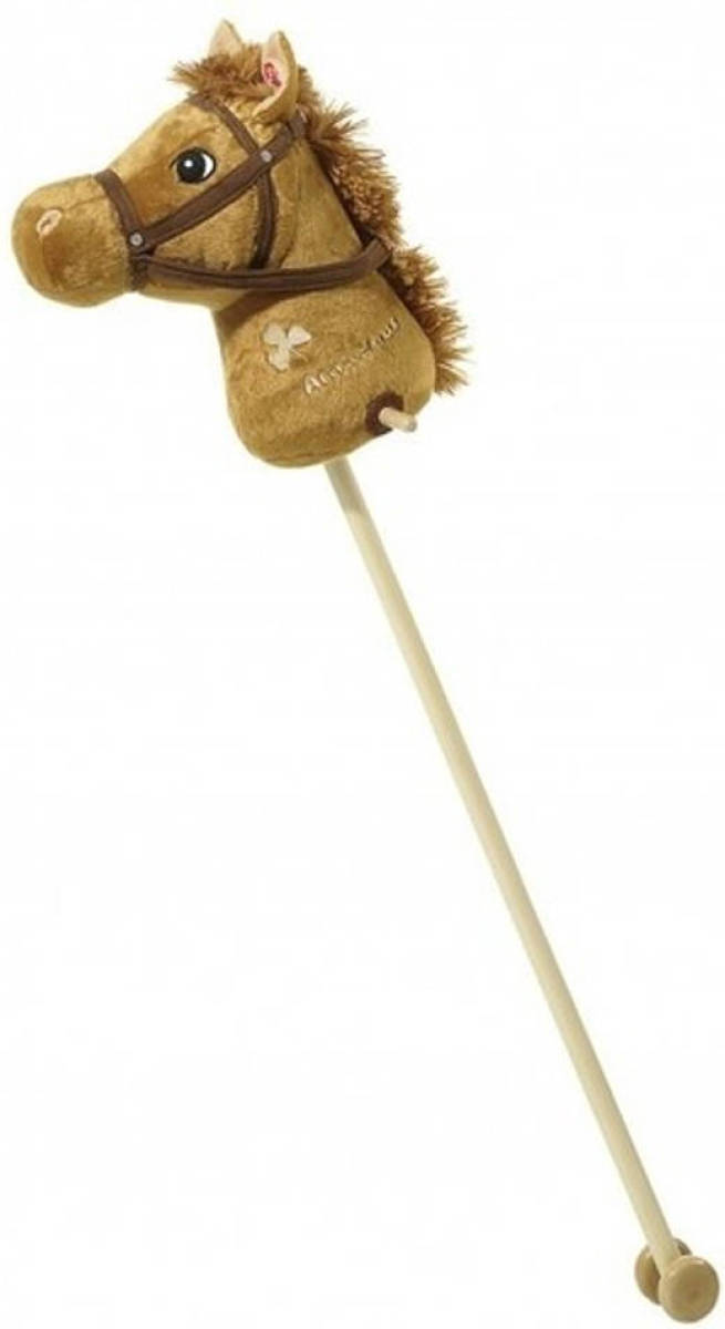 Merkloos Pluche stokpaard bruin met geluid 90 cm