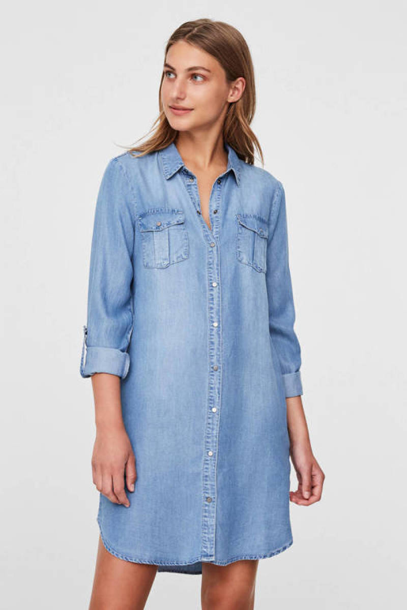 VERO MODA blousejurk VMSILLA blauw