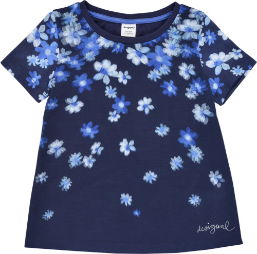 Desigual gebloemd T-shirt blauw/blauw