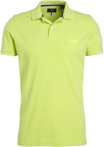 Superdry slim fit polo van biologisch katoen lime