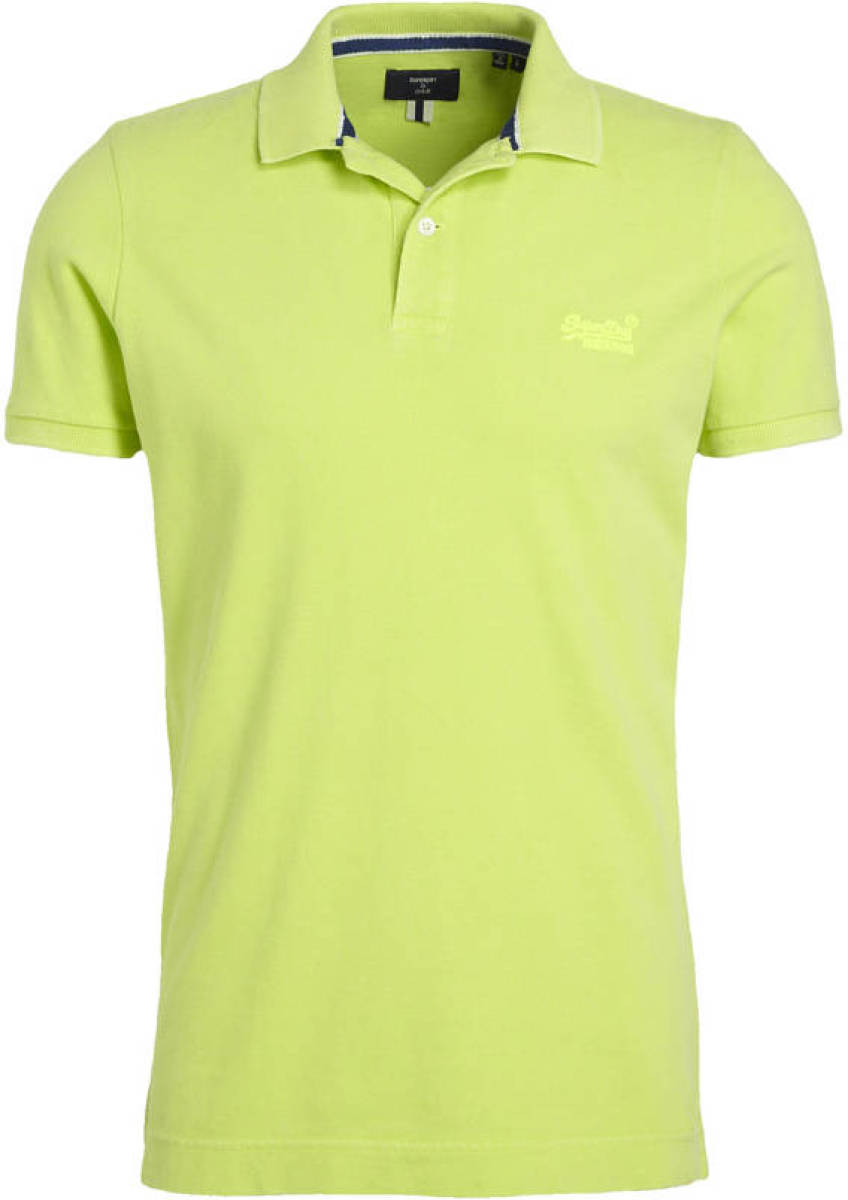 Superdry slim fit polo van biologisch katoen lime