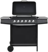 VidaXL Gasbarbecue met 6 kookzones staal zwart