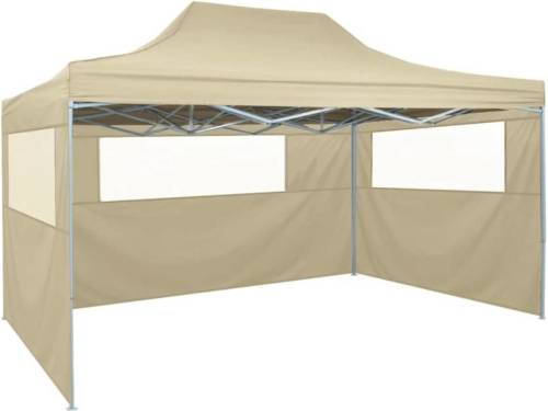 VidaXL Vouwtent met 3 wanden 3x4,5 m crème