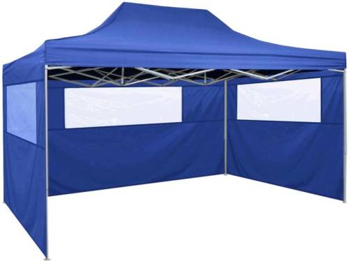 VidaXL Vouwtent met 3 wanden 3x4,5 m blauw