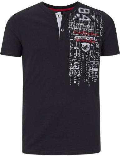 Jan Vanderstorm T-shirt PAALE Plus Size met printopdruk en borduursels zwart