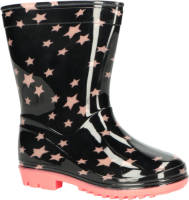 XQ regenlaarzen met sterrenprint zwart/roze