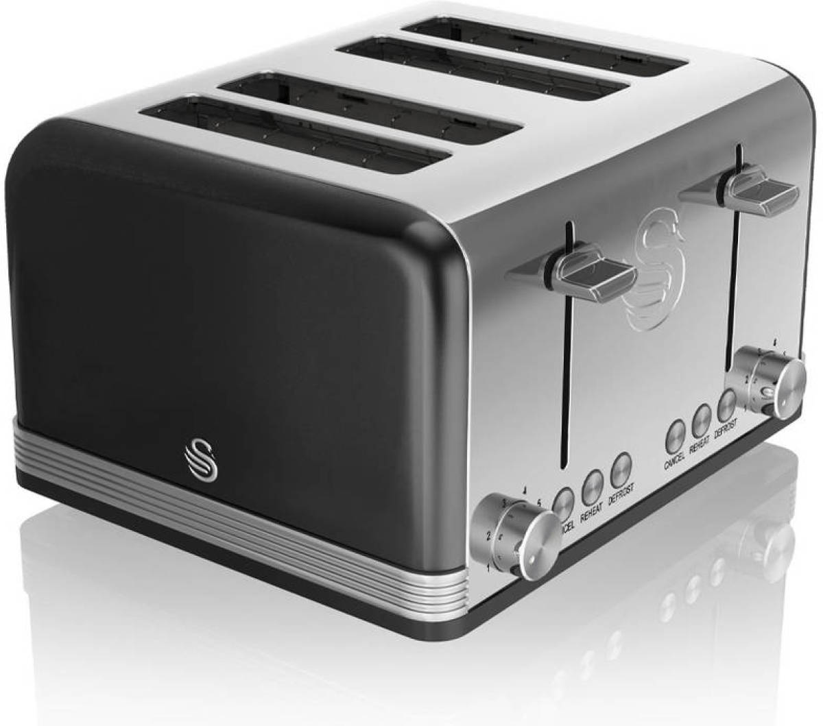 Swan 4-Slot Retro Broodrooster 19020 Zwart