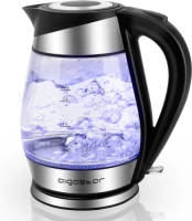 Aigostar Chubby 30LCZ- Glazen Waterkoker met LED - Zwart