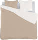 Merkloos iSeng Uni Double dekbedovertrek - 2-persoons (200x200/220 cm + 2 slopen) - Percal katoen - Taupe/Off-White