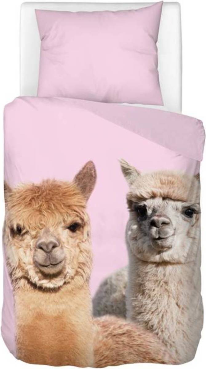 Snoozing Alpacas dekbedovertrek - 1-persoons (140x200/220 cm + 1 sloop) - Katoen - Multi