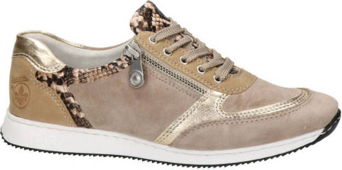 Rieker comfort suède sneakers met slangenprint beige kopen