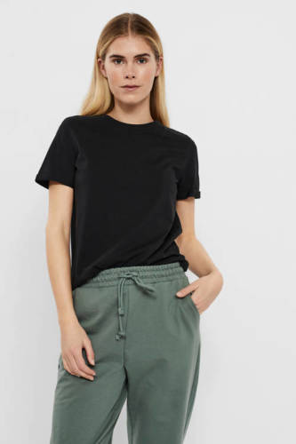 VERO MODA T-shirt VMPAULA van biologisch katoen zwart