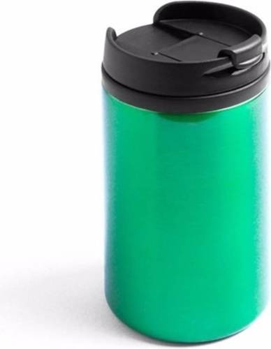 Merkloos 5x Warmhoudbekers metallic/warm houd bekers groen 320 ml - RVS Isoleerbekers/thermosbekers voor onderweg