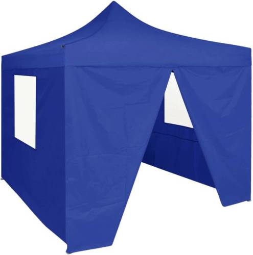 VidaXL Partytent met 4 zijwanden inklapbaar 2x2 m staal blauw