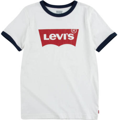 Levi's Kids T-shirt Batwing ringer met contrastbies wit
