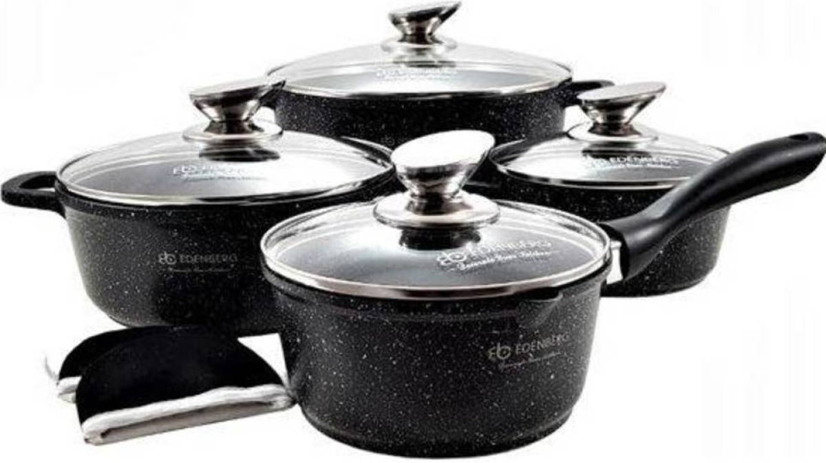 EDENBERG 10-delige luxe pannenset - zwart - EB-8143