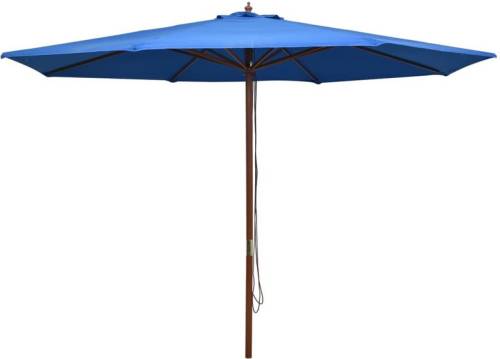 VidaXL Tuinparasol met houten paal 350 cm blauw